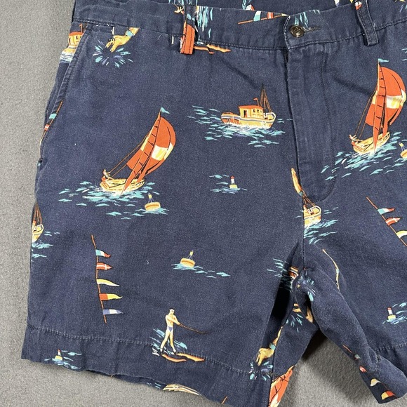 Polo Ralph Lauren Shorts Mens 36 Blue Nautical Sailboat Linen Blend 6" Classic - Picture 2 of 13